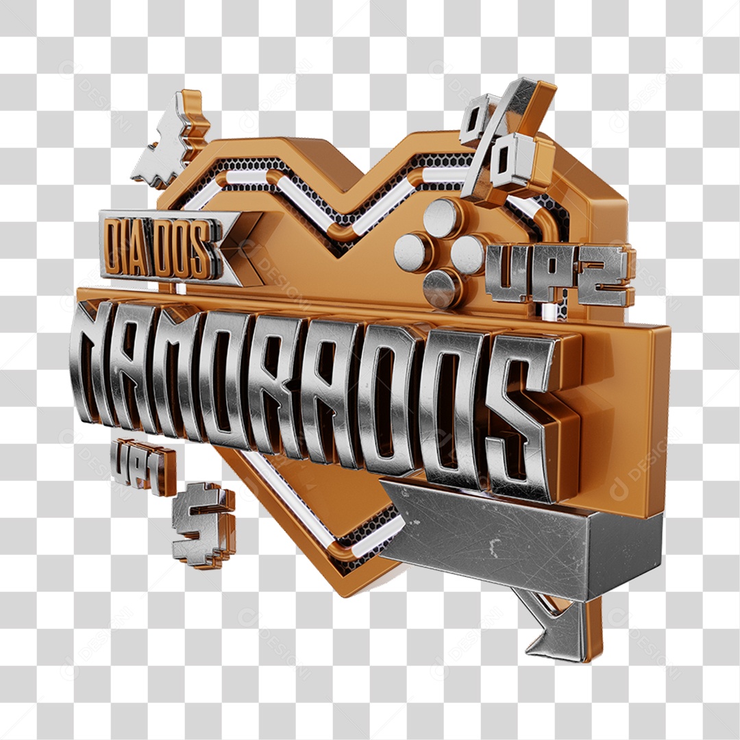 Dia Dos Namorados Selo 3D Marrom Para Composição PNG Transparente