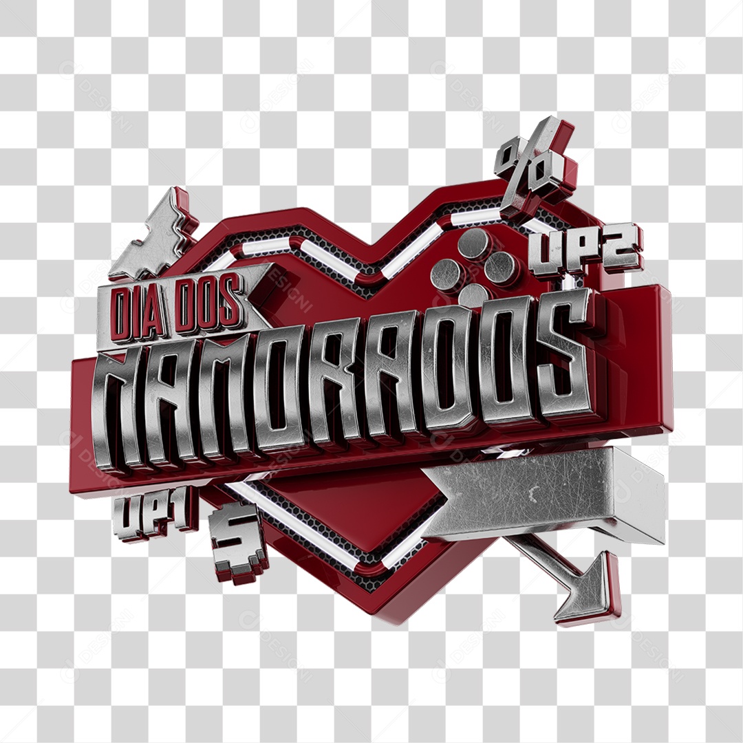 Dia Dos Namorados Selo 3D Vermelho Vinho Para Composição PNG Transparente