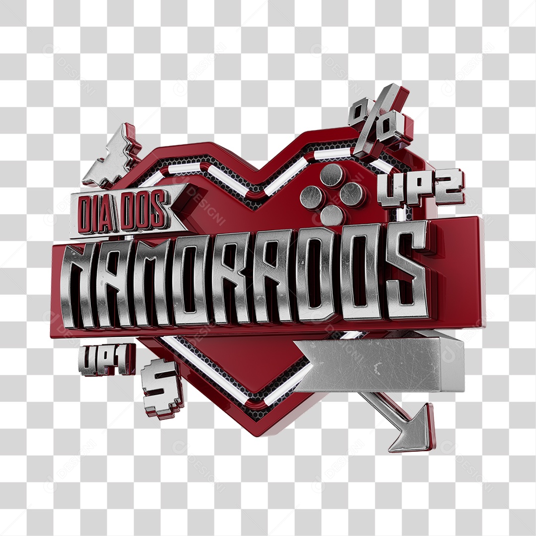 Dia Dos Namorados Selo 3D Vermelho Vinho Para Composição PNG Transparente