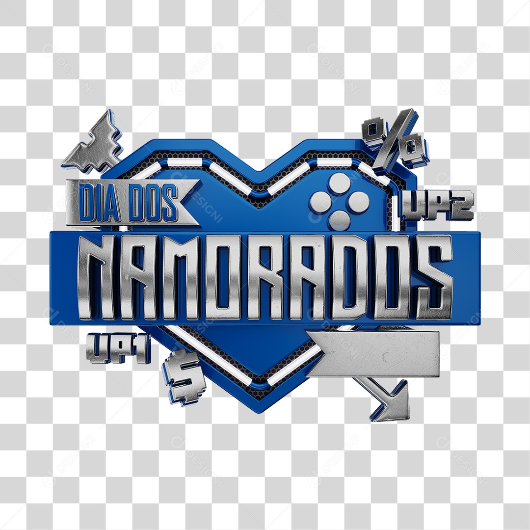 Dia Dos Namorados Selo 3D Azul Para Composição PNG Transparente