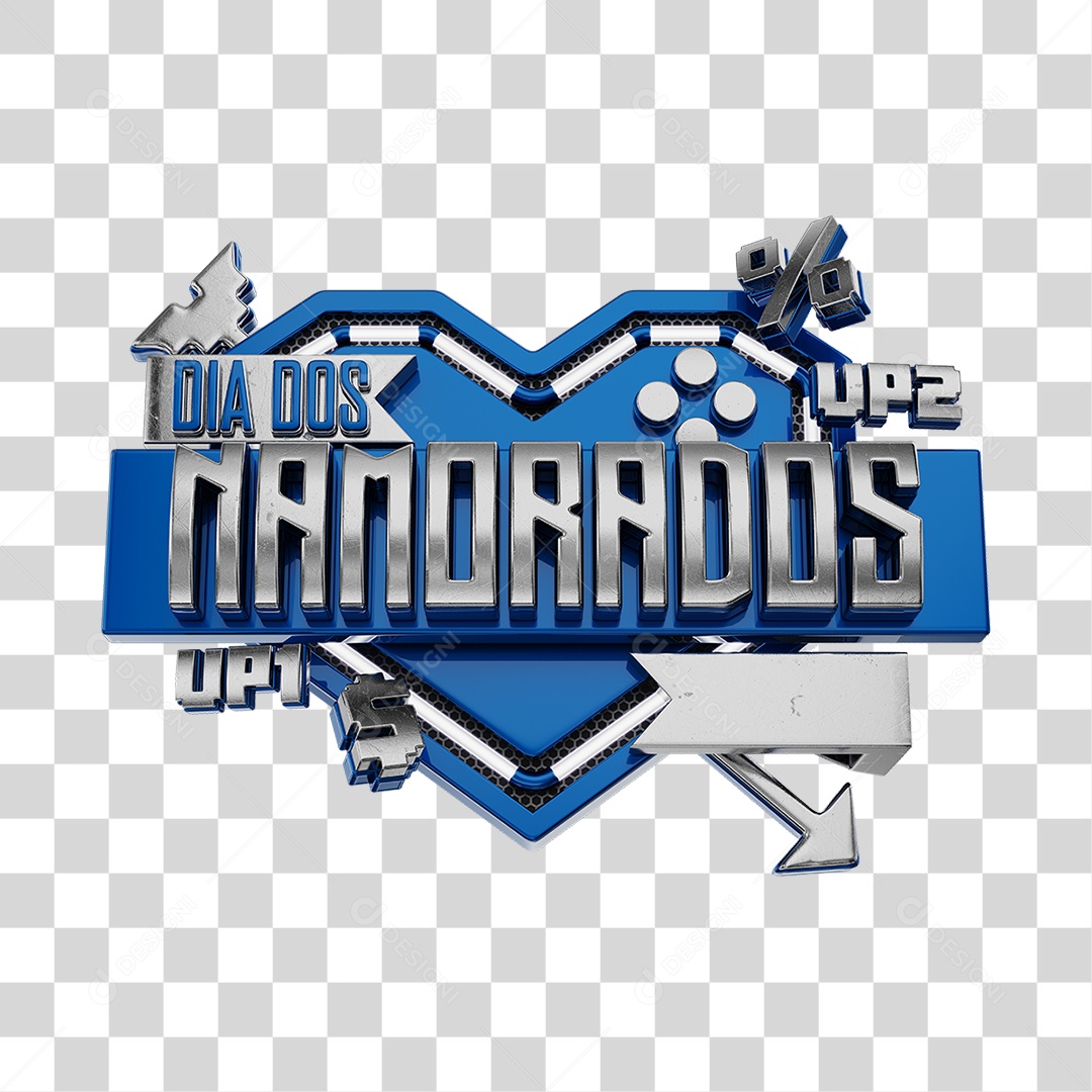 Dia Dos Namorados Selo 3D Azul Para Composição PNG Transparente