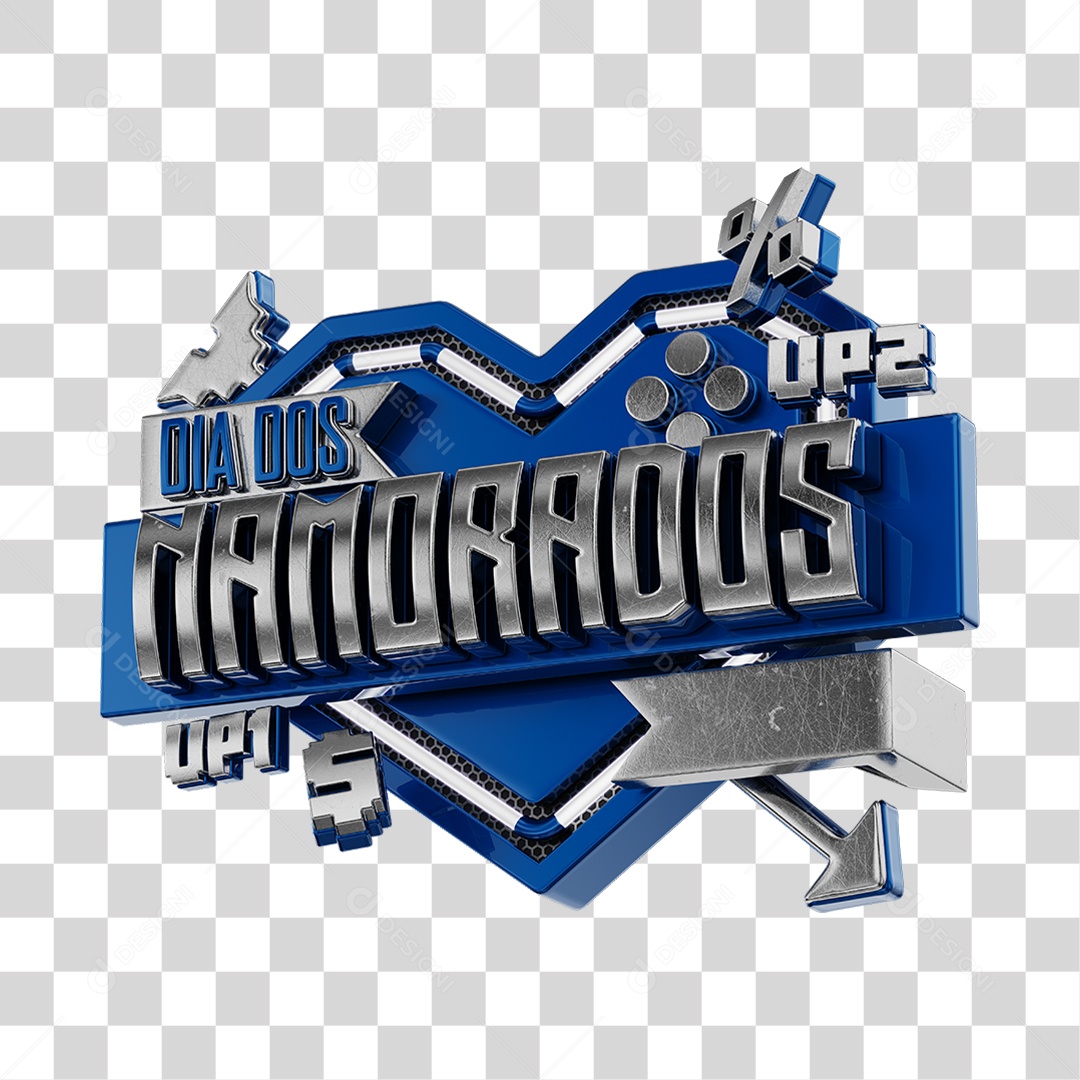 Dia Dos Namorados Selo 3D Azul Para Composição PNG Transparente