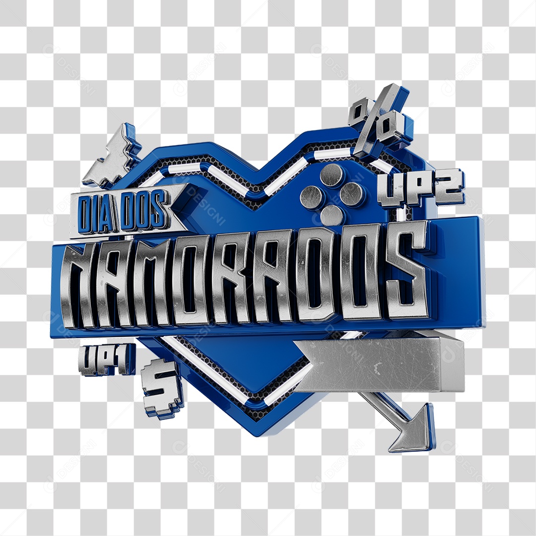 Dia Dos Namorados Selo 3D Azul Para Composição PNG Transparente