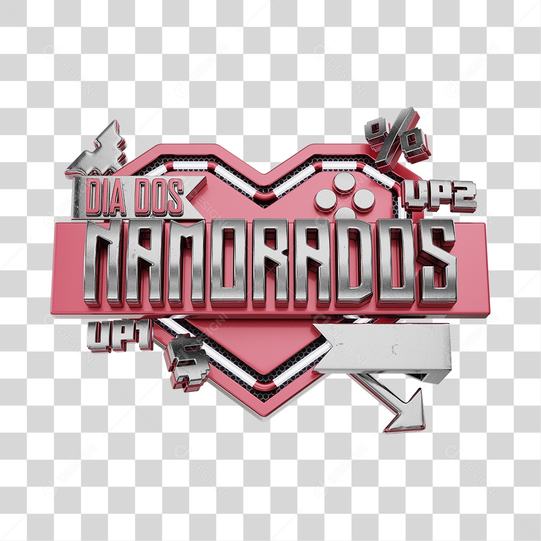Selo 3D Dia Dos Namorados Rosa Para Composição PNG Transparente
