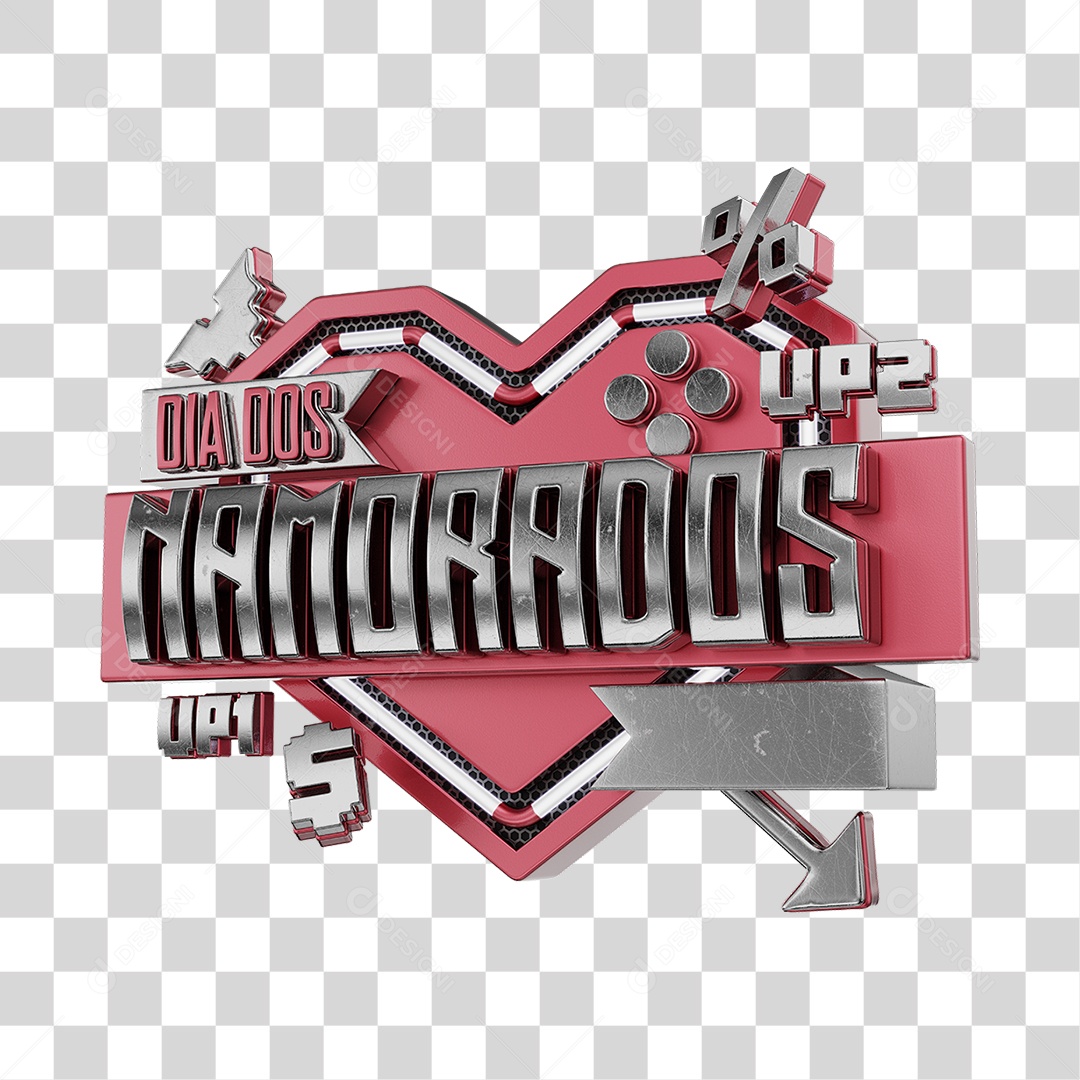 Dia Dos Namorados Selo 3D Rosa Para Composição PNG Transparente