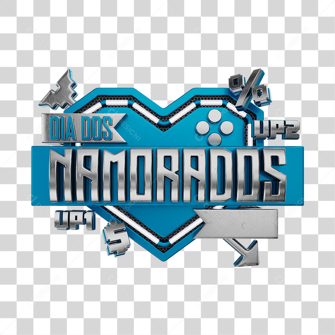 Dia Dos Namorados Selo 3D Azul Para Composição PNG Transparente