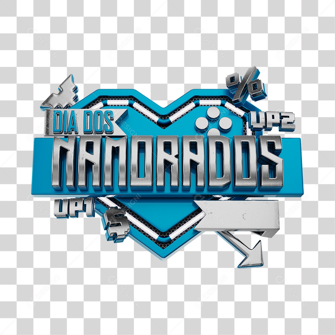 Dia Dos Namorados Selo 3D Azul Para Composição PNG Transparente