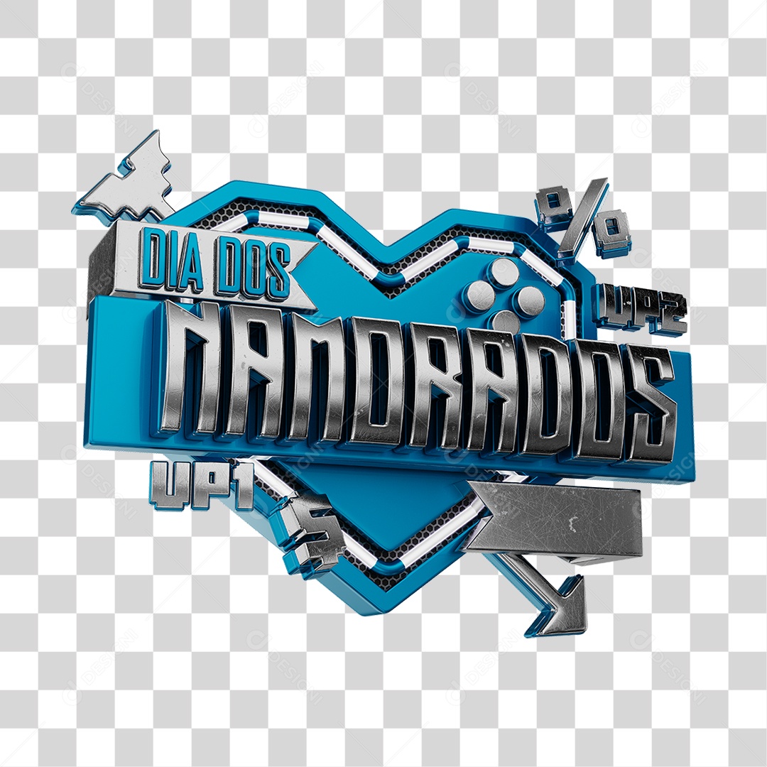 Selo 3D Dia Dos Namorados Azul Para Composição PNG Transparente