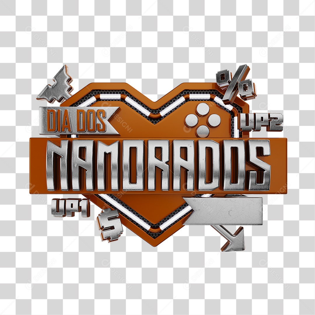 Selo 3D Dia Dos Namorados Marrom Para Composição PNG Transparente