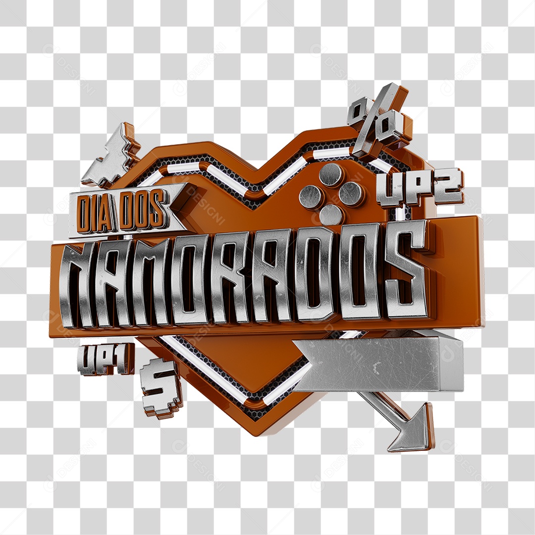 Dia Dos Namorados Selo 3D Marrom Para Composição PNG Transparente