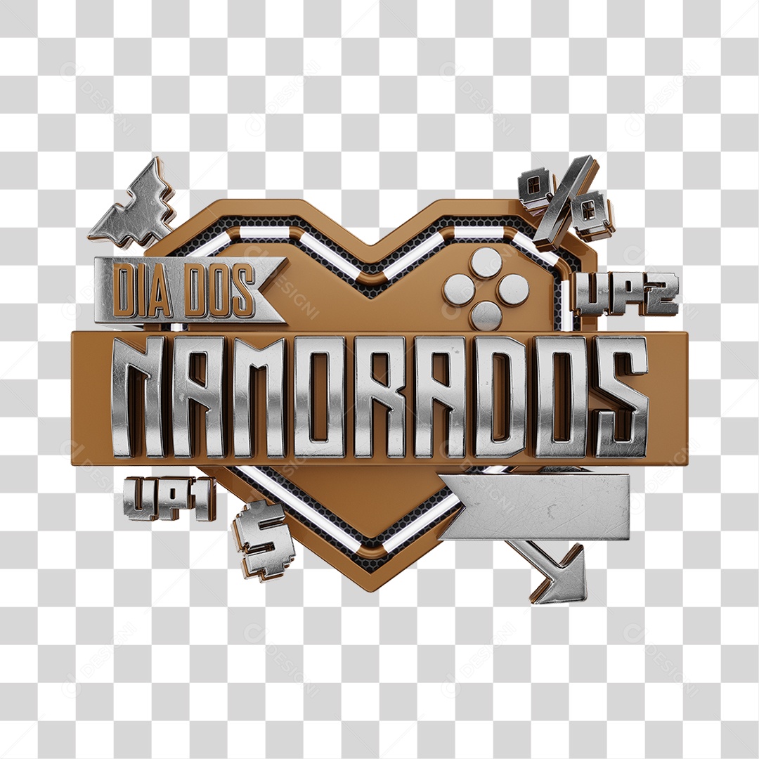Dia Dos Namorados Selo 3D Marrom Para Composição PNG Transparente