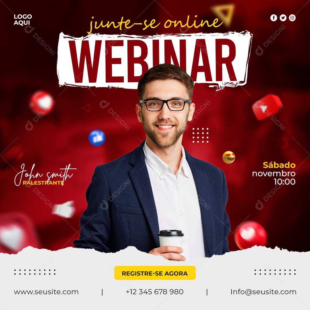 Junte Se Online Webinar Social Media PSD Editável