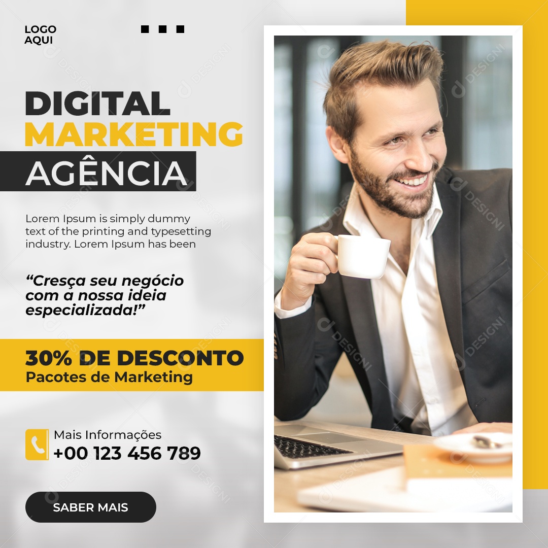 Marketing Digital Agência Cresça Seu Negócio Com Nossa Ideia Social Media PSD Editável