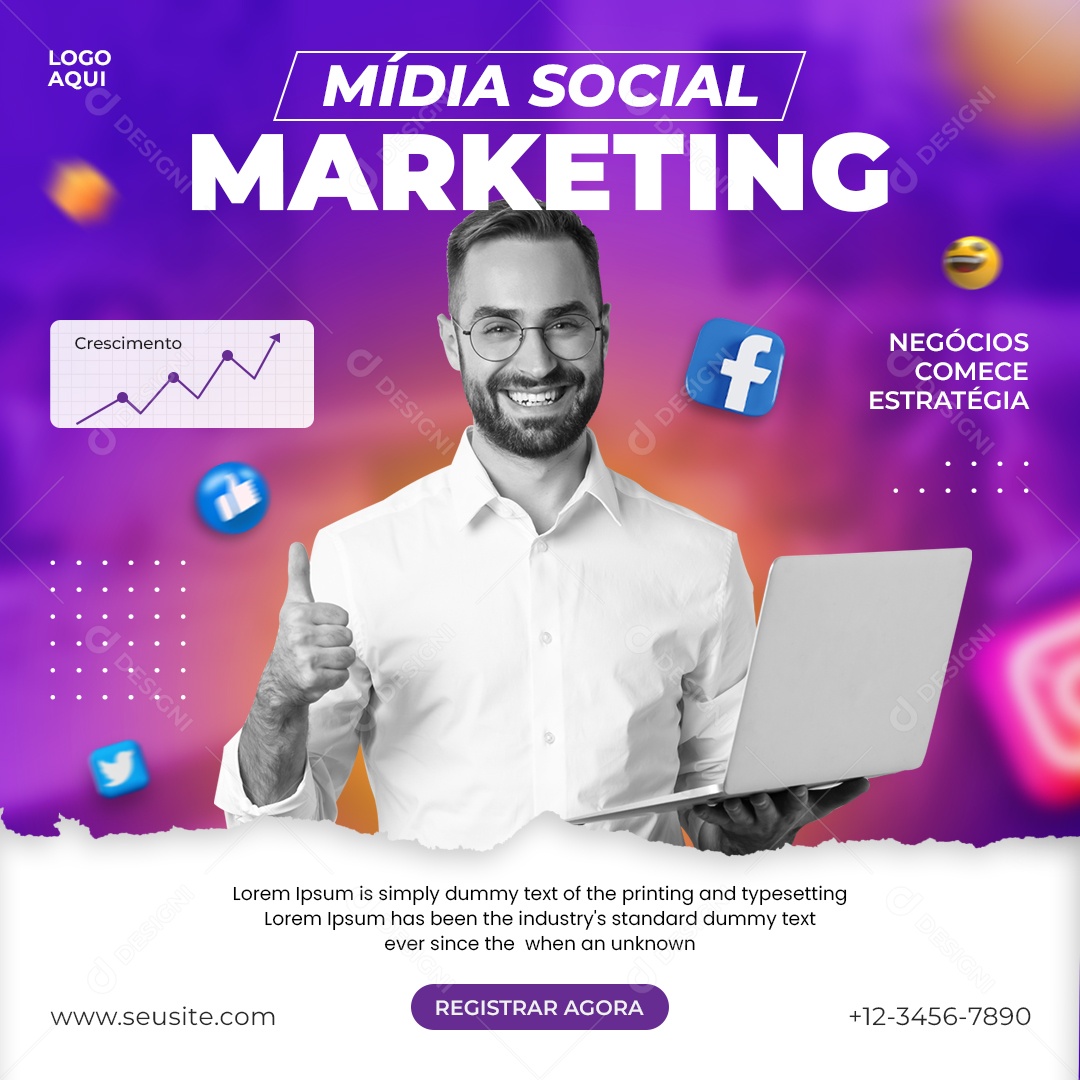 Post Mídia Social Marketing Social Media PSD Editável