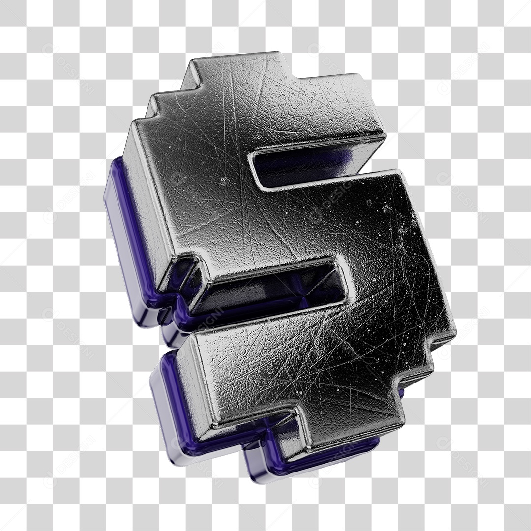 Símbolo De Dólar Cinza e Roxo Elemento 3D Para Composição PNG Transparente