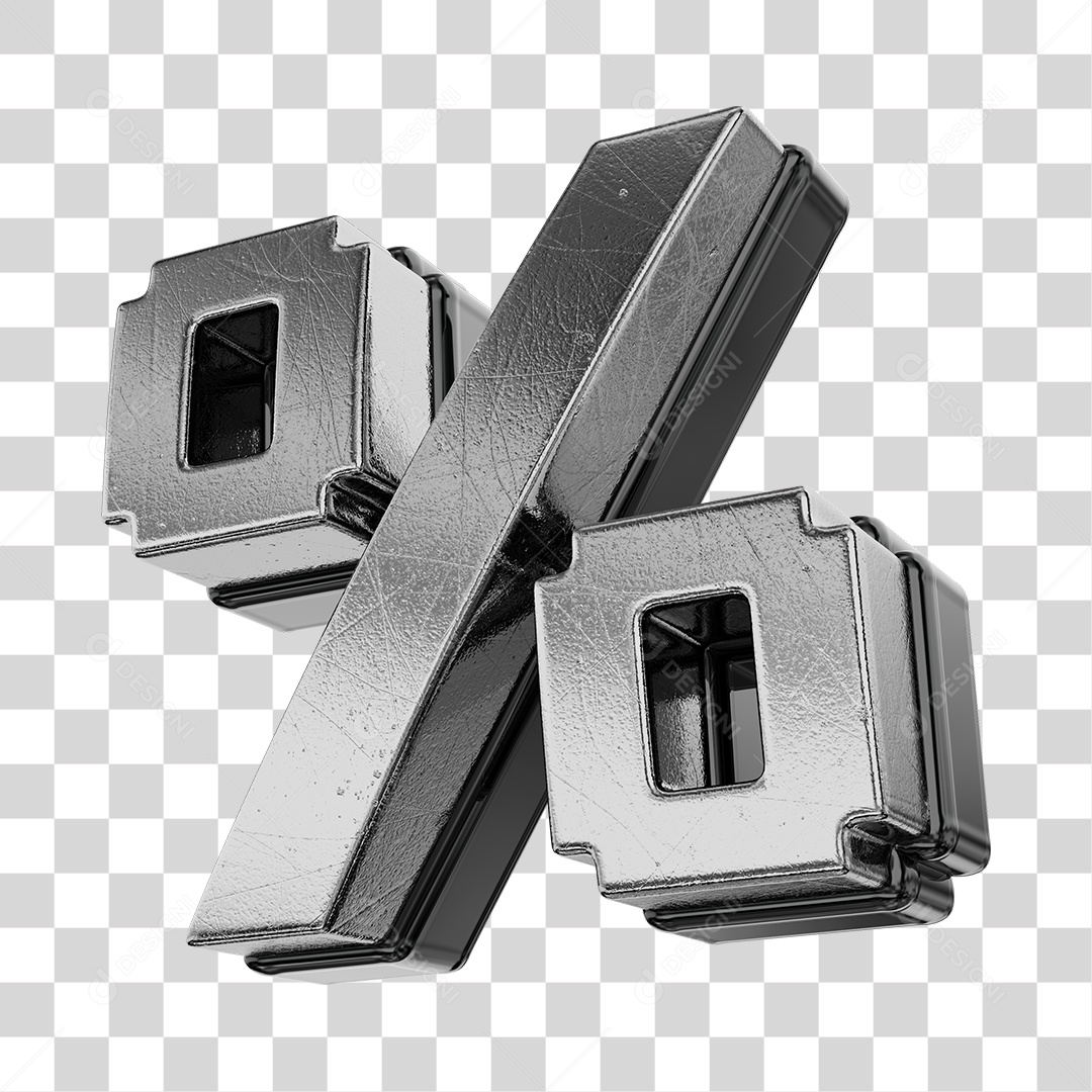 Símbolo De Desconto Cinza e Preto Elemento 3D Para Composição PNG Transparente