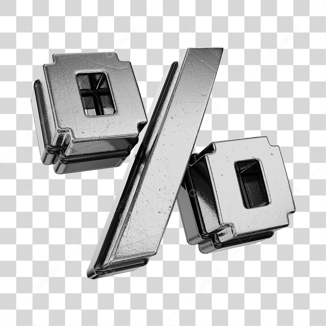 Símbolo De Desconto Cinza e Preto Elemento 3D Para Composição PNG Transparente