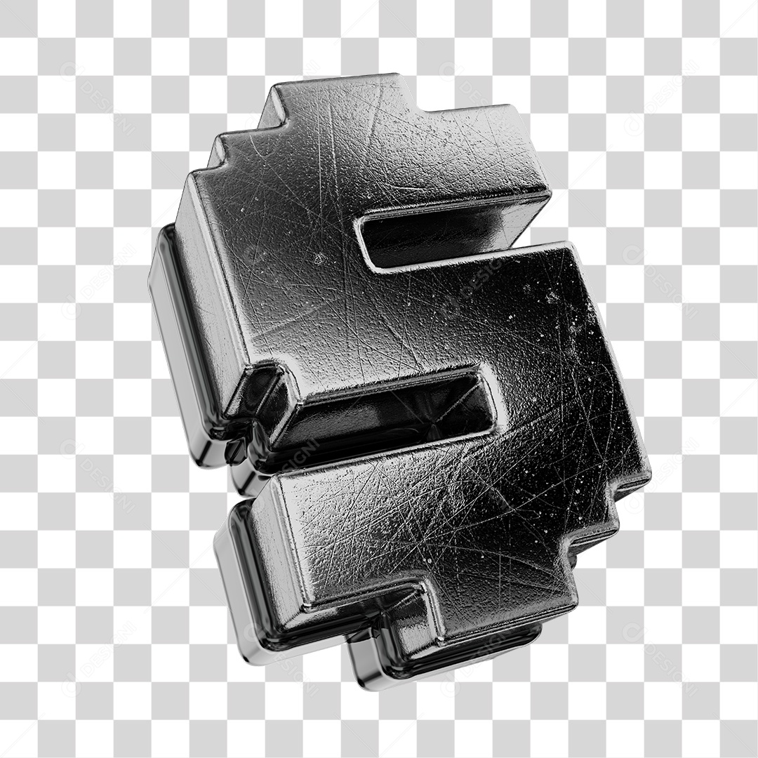Símbolo De Dólar Cinza e Preto Elemento 3D Para Composição PNG Transparente