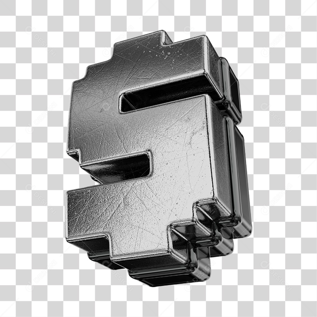Símbolo De Dólar Cinza e Preto Elemento 3D Para Composição PNG Transparente