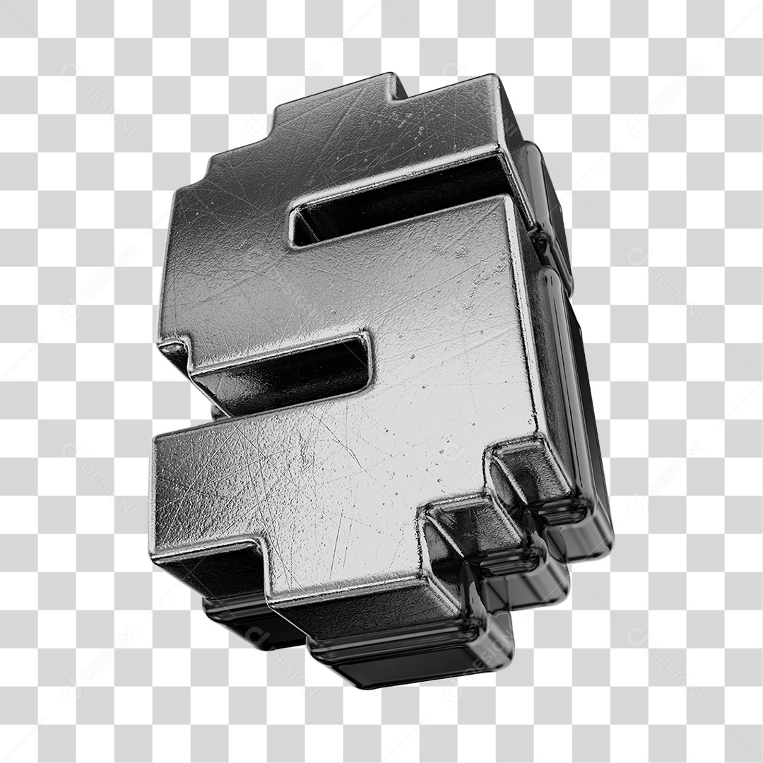 Símbolo De Dólar Cinza e Preto Elemento 3D Para Composição PNG Transparente