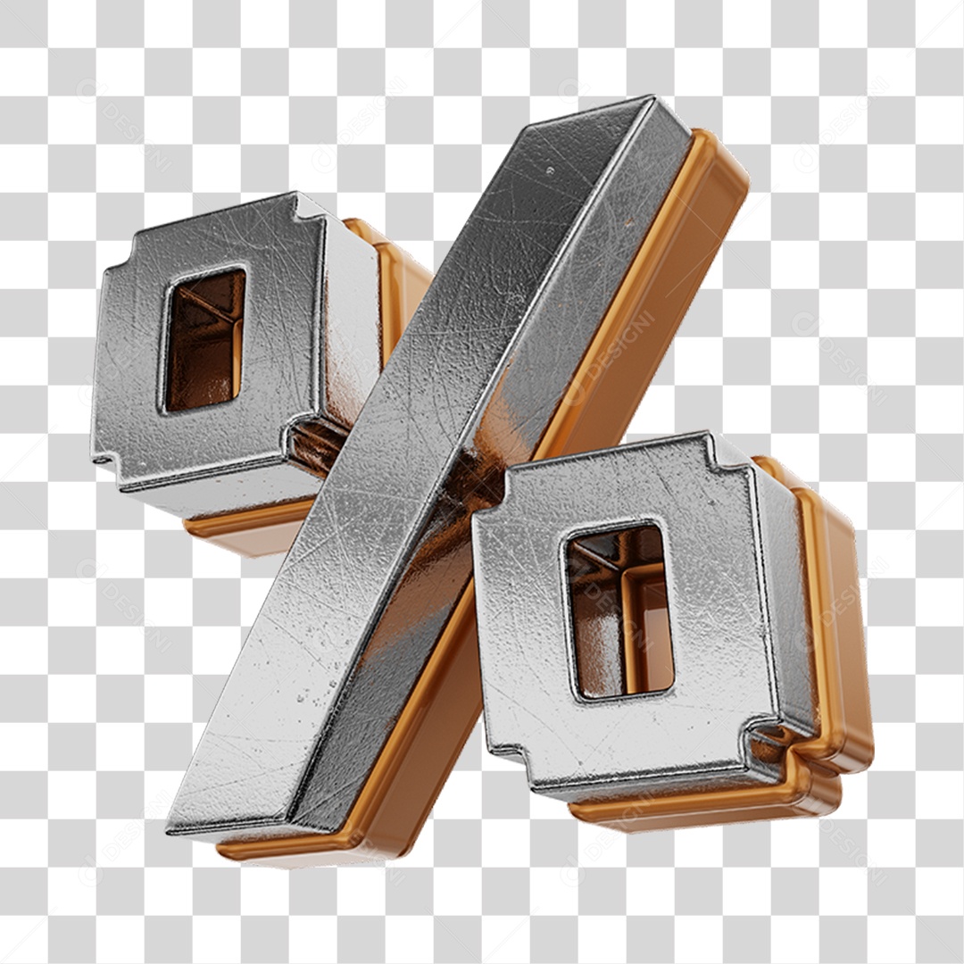 Símbolo De Desconto Cinza e Marrom Elemento 3D Para Composição PNG Transparente