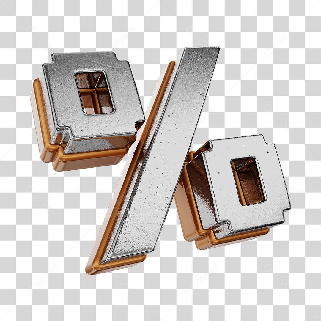 Símbolo De Desconto Cinza e Marrom Elemento 3D Para Composição PNG Transparente