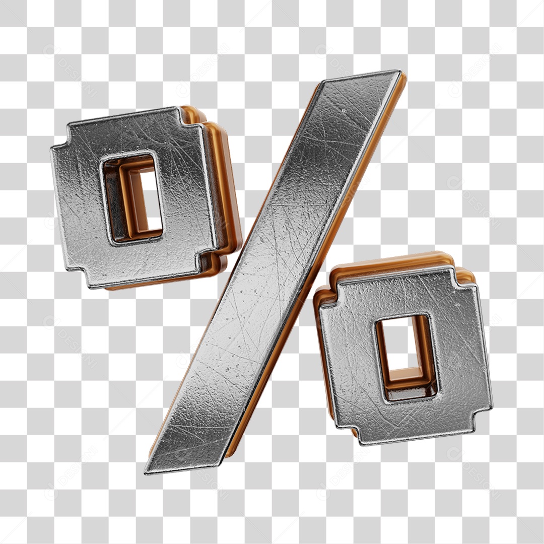 Símbolo De Desconto Cinza e Marrom Elemento 3D Para Composição PNG Transparente