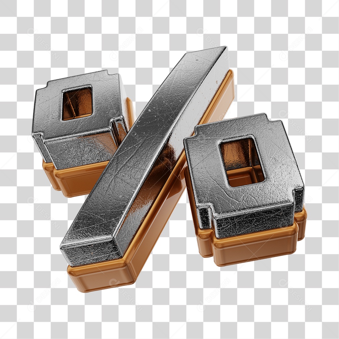 Símbolo De Desconto Cinza e Marrom Elemento 3D Para Composição PNG Transparente