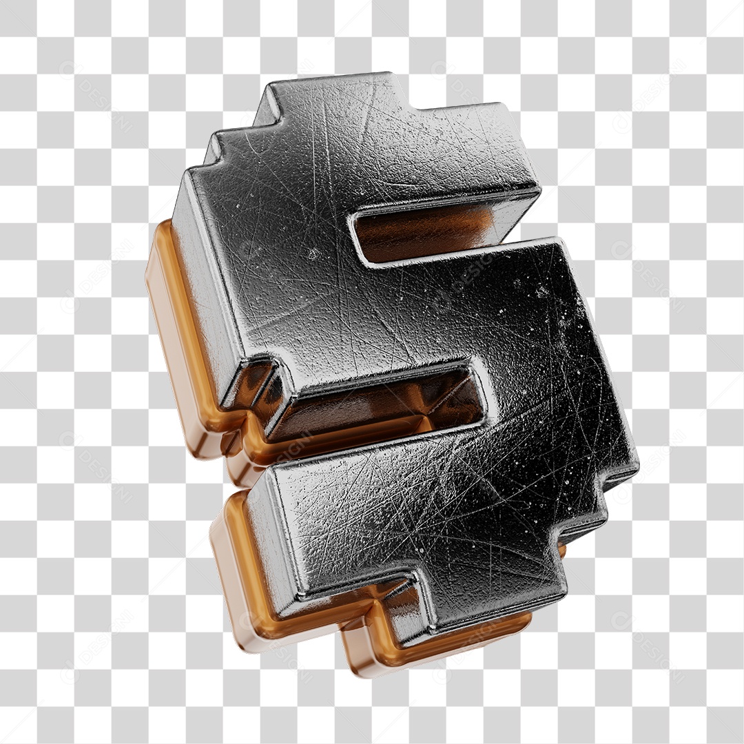 Símbolo De Dólar Cinza e Marrom Elemento 3D Para Composição PNG Transparente