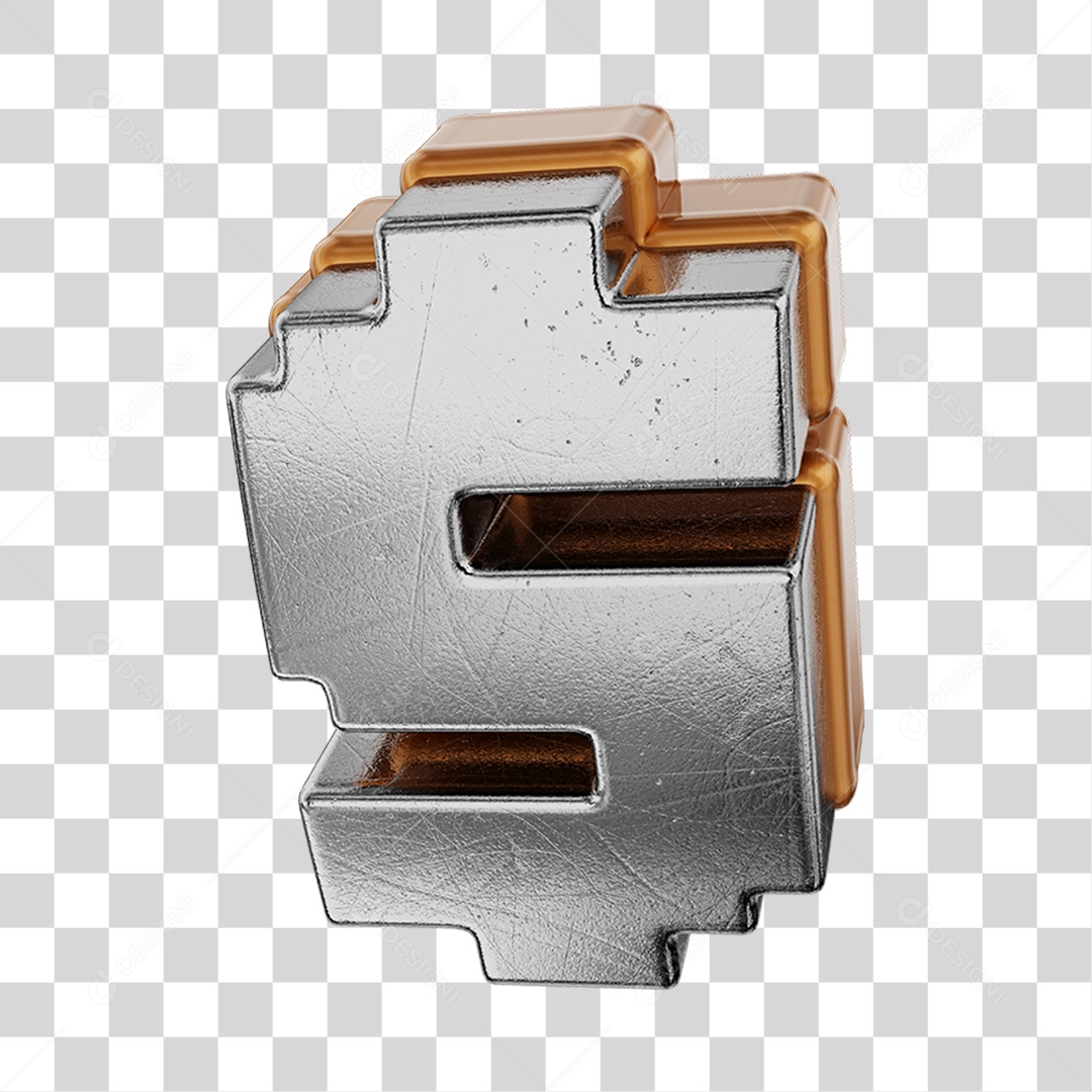 Símbolo De Dólar Cinza e Marrom Elemento 3D Para Composição PNG Transparente