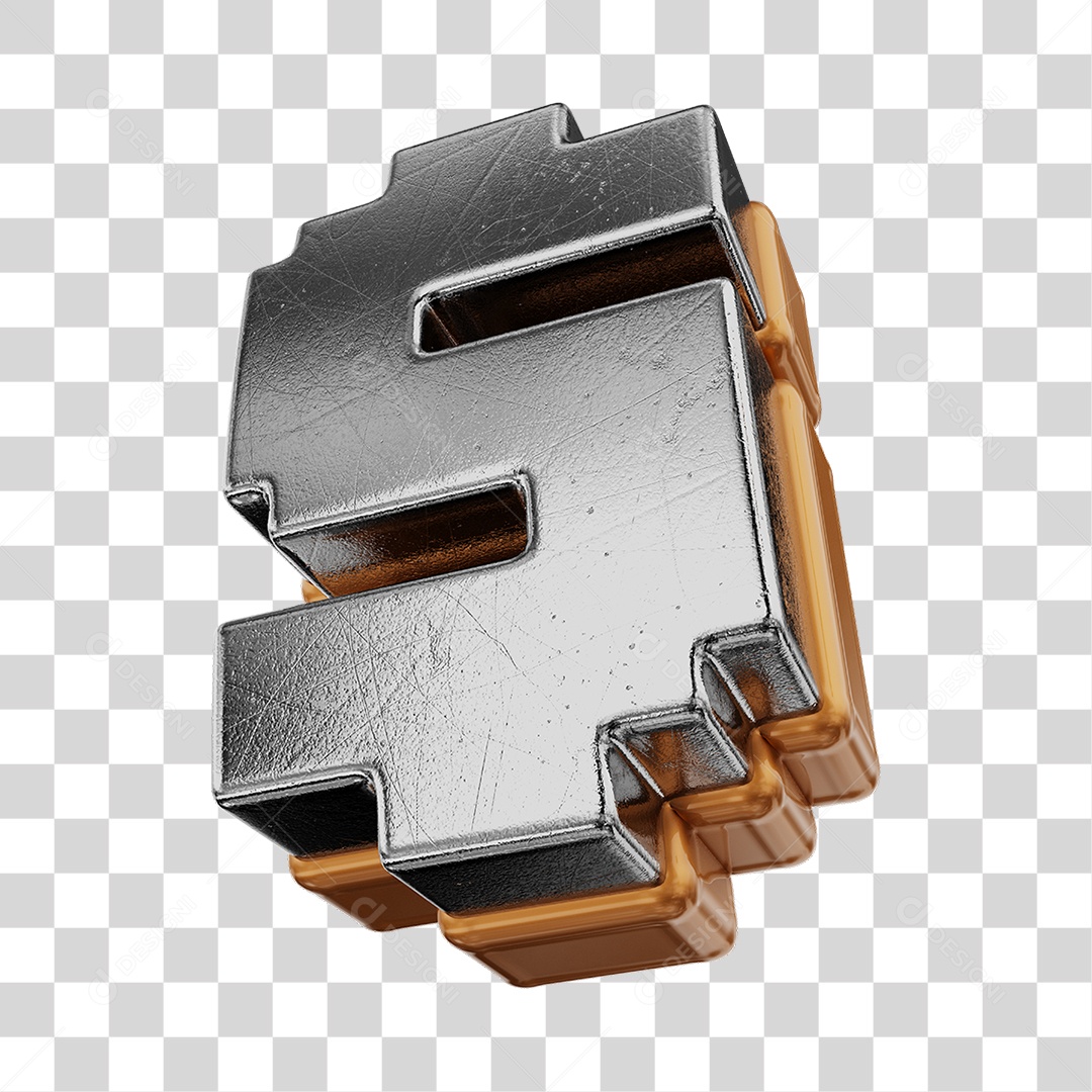 Símbolo De Dólar Cinza e Marrom Elemento 3D Para Composição PNG Transparente