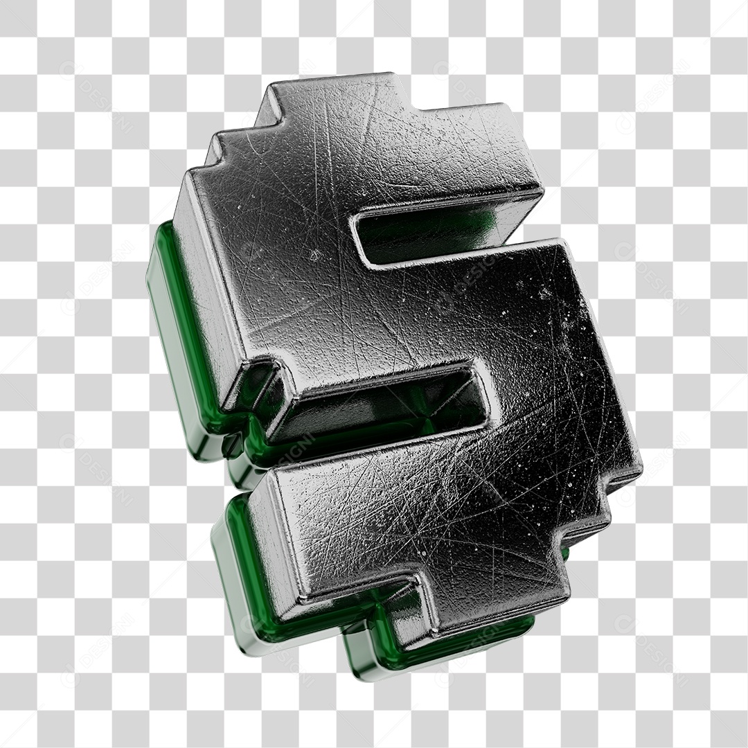 Símbolo De Dólar Cinza e Verde Elemento 3D Para Composição PNG Transparente
