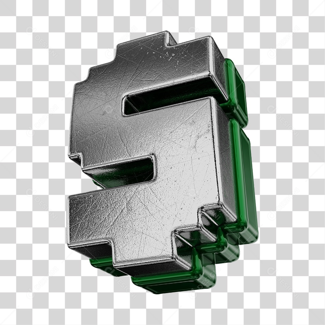 Símbolo De Dólar Cinza e Verde Elemento 3D Para Composição PNG Transparente