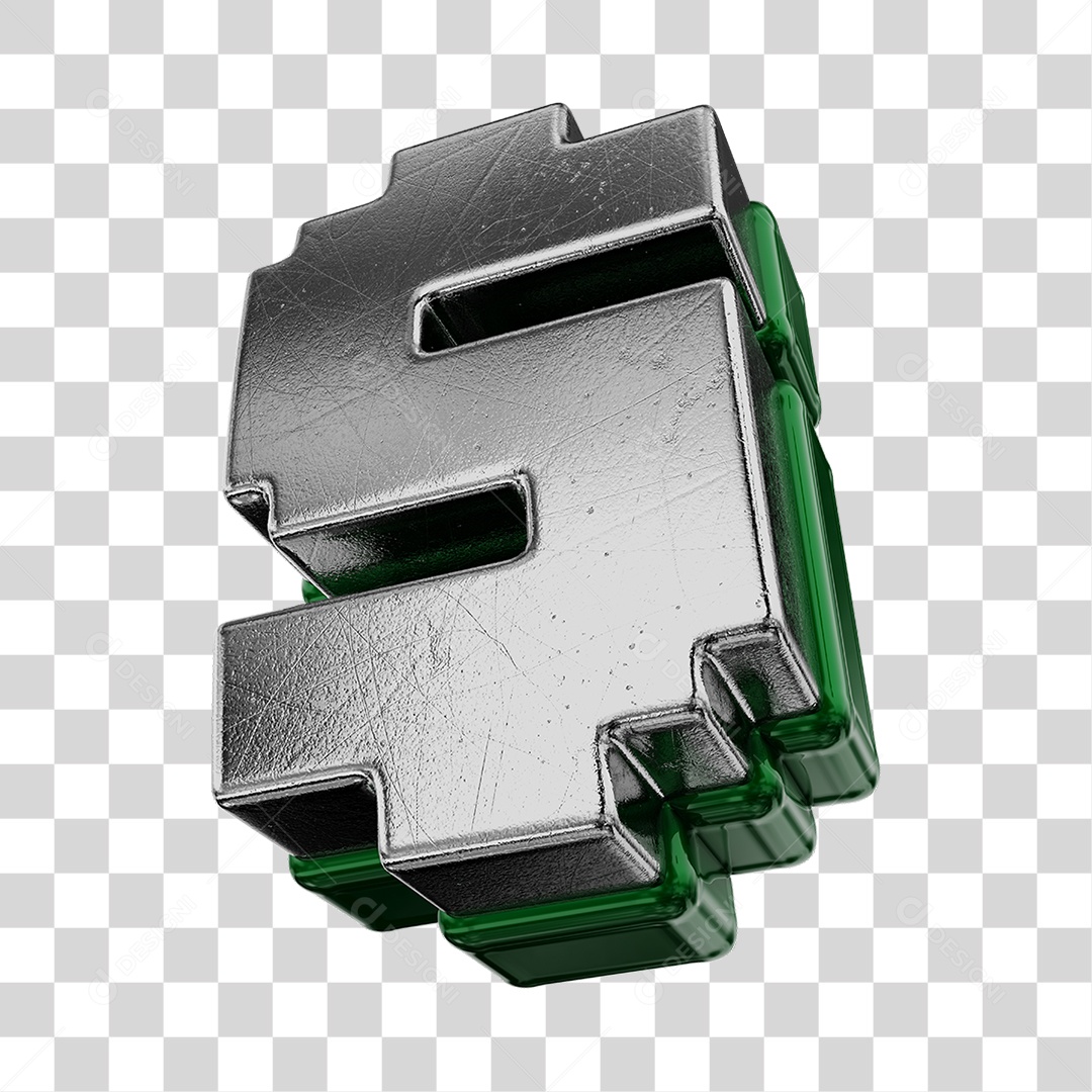 Símbolo De Dólar Cinza e Verde Elemento 3D Para Composição PNG Transparente