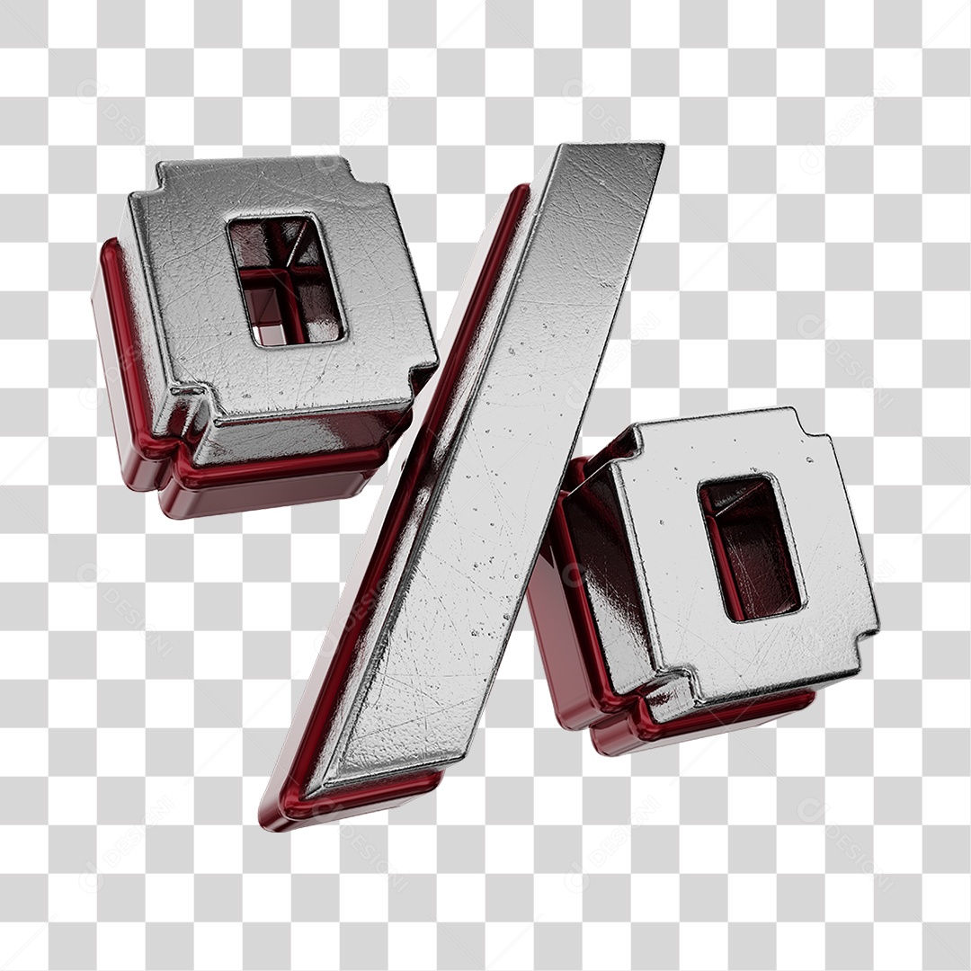 Símbolo De Desconto Cinza e Vermelho Vinho Elemento 3D Para Composição PNG Transparente