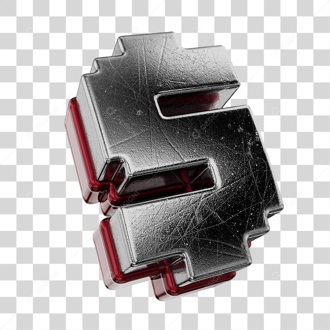 Símbolo De Dólar Cinza e Vermelho Vinho Elemento 3D Para Composição PNG Transparente