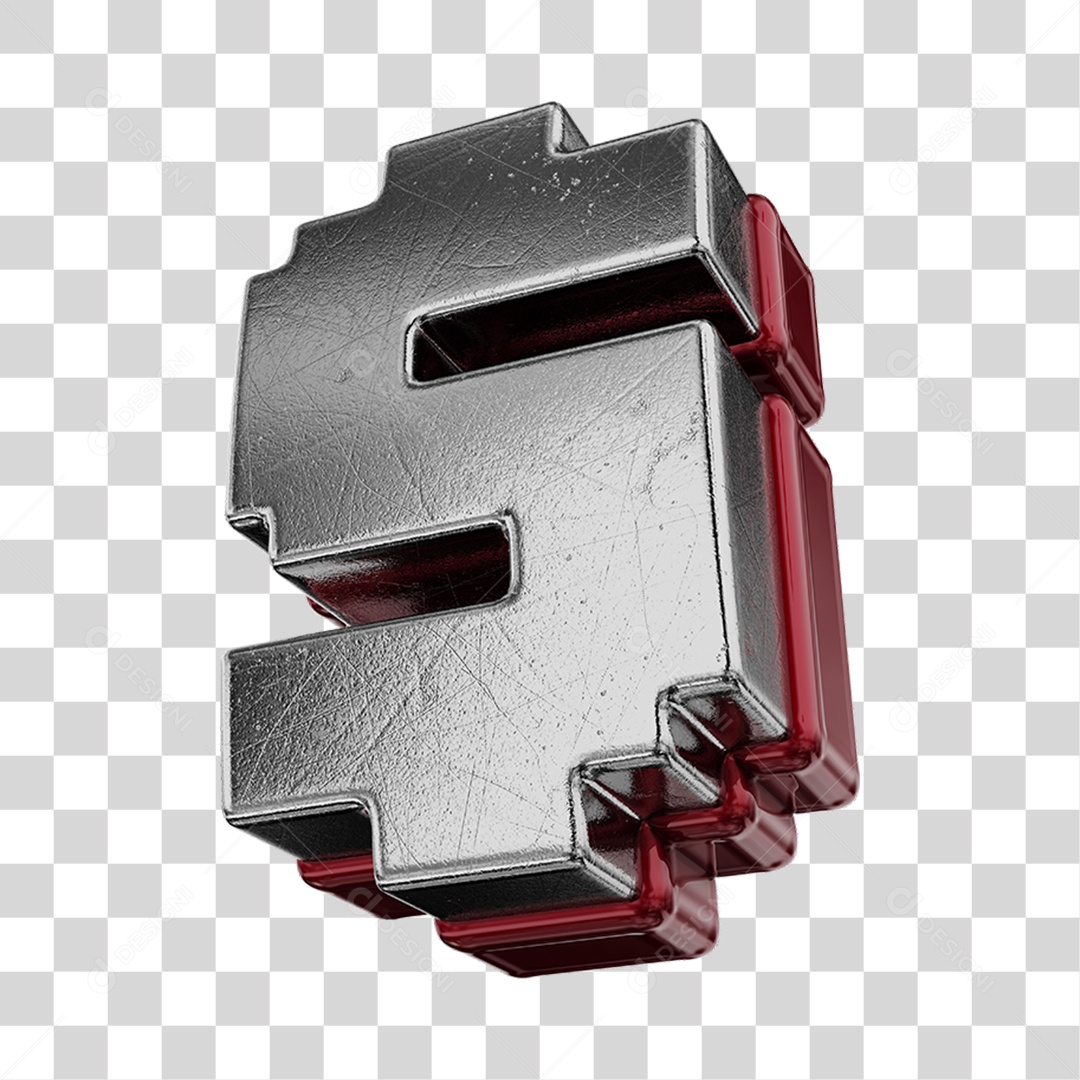 Símbolo De Dólar Cinza e Vermelho Vinho Elemento 3D Para Composição PNG Transparente