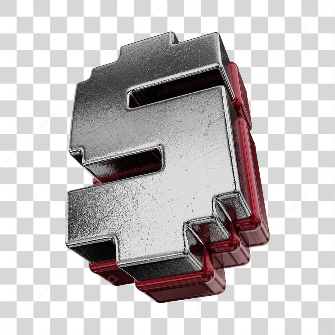 Símbolo De Dólar Cinza e Vermelho Vinho Elemento 3D Para Composição PNG Transparente