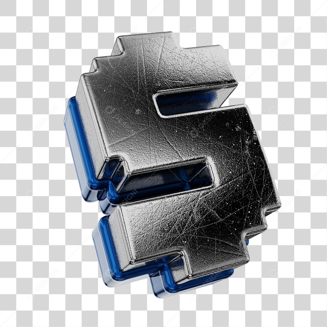 Símbolo De Dólar Cinza e Azul Elemento 3D Para Composição PNG Transparente