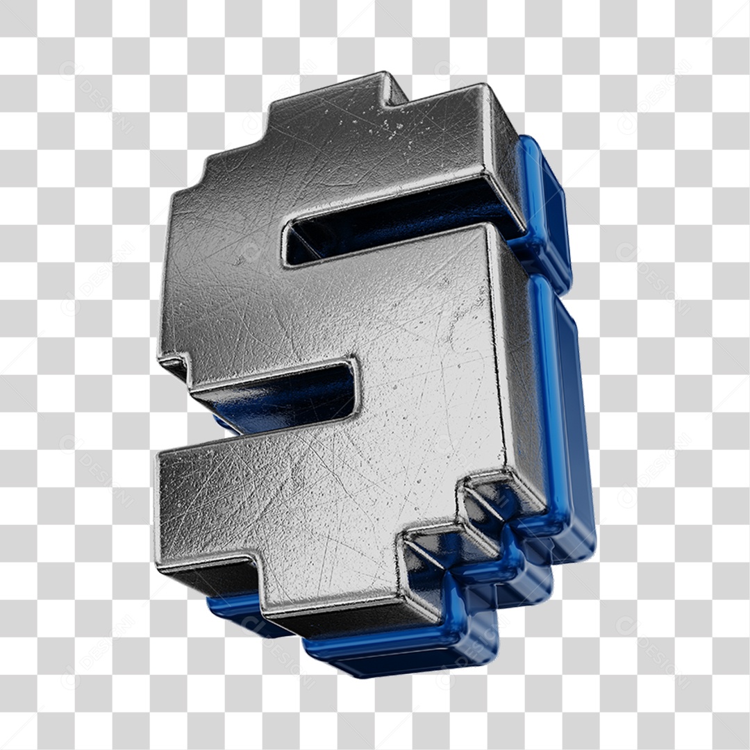 Símbolo De Dólar Cinza e Azul Elemento 3D Para Composição PNG Transparente