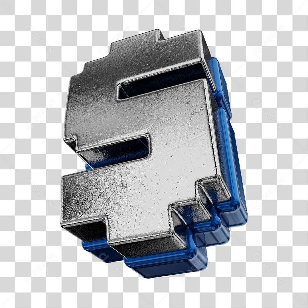 Símbolo De Dólar Cinza e Azul Elemento 3D Para Composição PNG Transparente