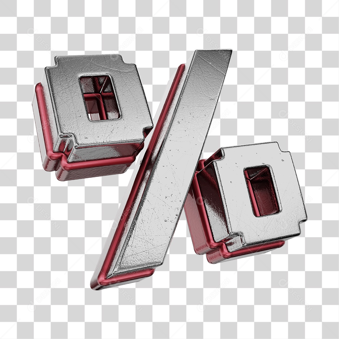 Símbolo De Desconto Cinza e Vermelho Vinho Elemento 3D Para Composição PNG Transparente