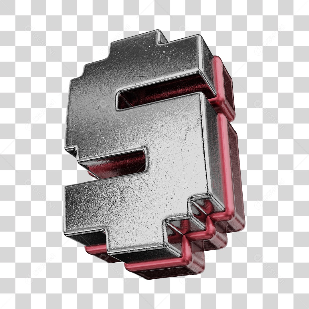 Símbolo De Dólar Cinza e Vermelho Vinho Elemento 3D Para Composição PNG Transparente