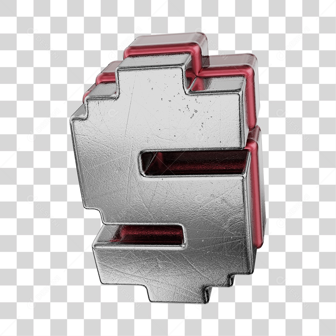 Símbolo De Dólar Cinza e Vermelho Vinho Elemento 3D Para Composição PNG Transparente