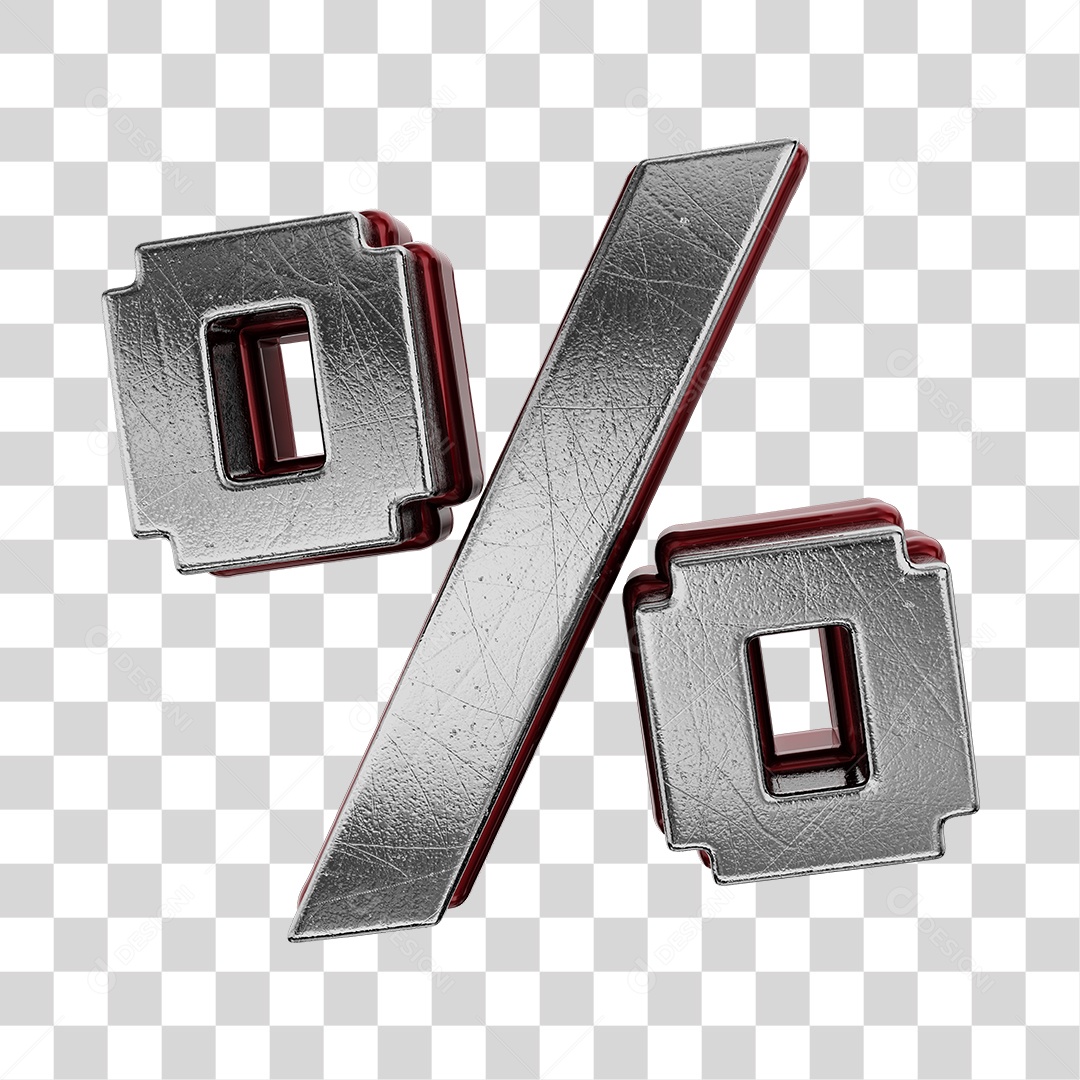 Símbolo De Desconto Cinza e Vermelho Vinho Elemento 3D Para Composição PNG Transparente