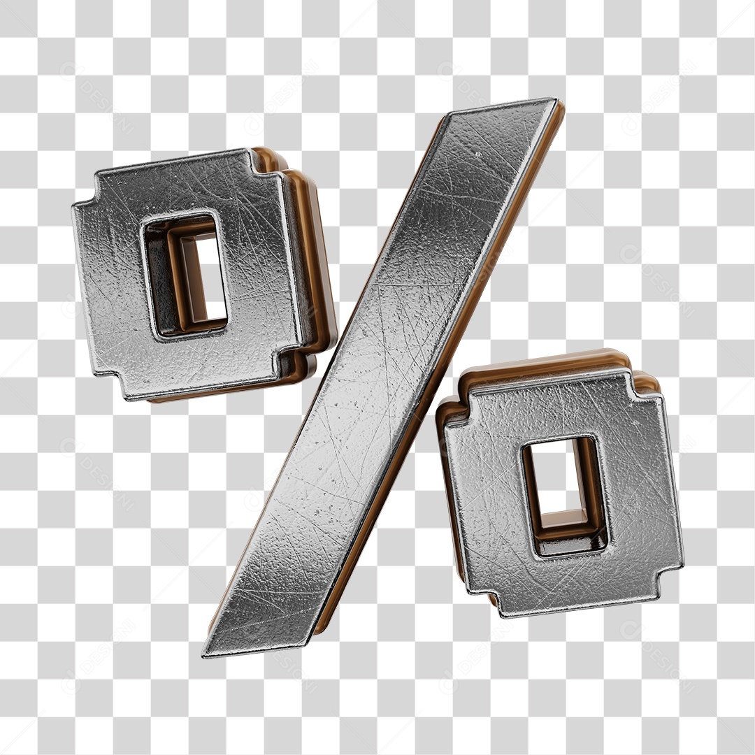 Símbolo De Desconto Cinza e Marrom Elemento 3D Para Composição PNG Transparente