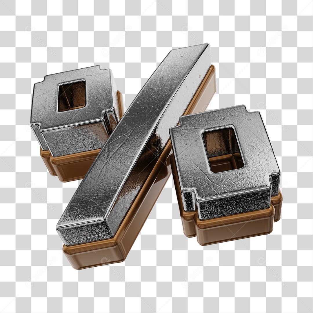 Símbolo De Desconto Cinza e Marrom Elemento 3D Para Composição PNG Transparente