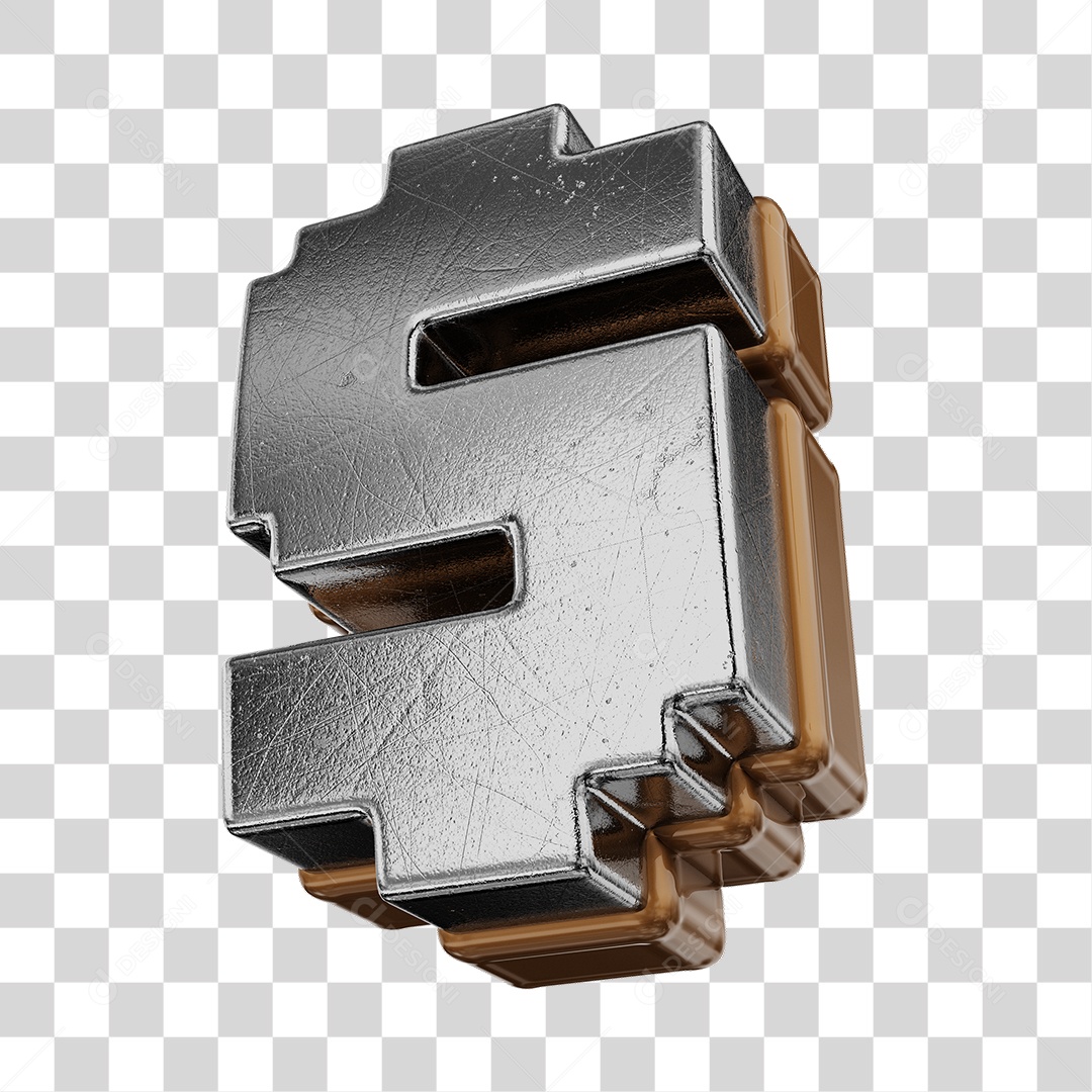 Símbolo De Dólar Cinza e Marrom Elemento 3D Para Composição PNG Transparente