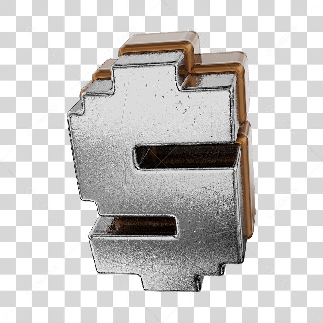 Símbolo De Dólar Cinza e Marrom Elemento 3D Para Composição PNG Transparente