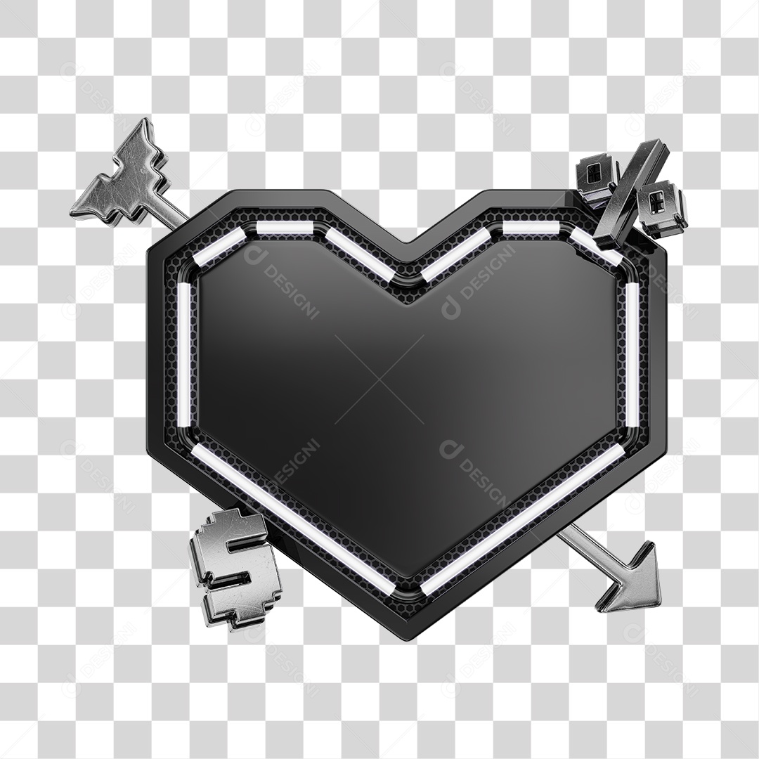 Moldura Elemento 3D Preto Do Dia Dos Namorados Para Composição PNG Transparente